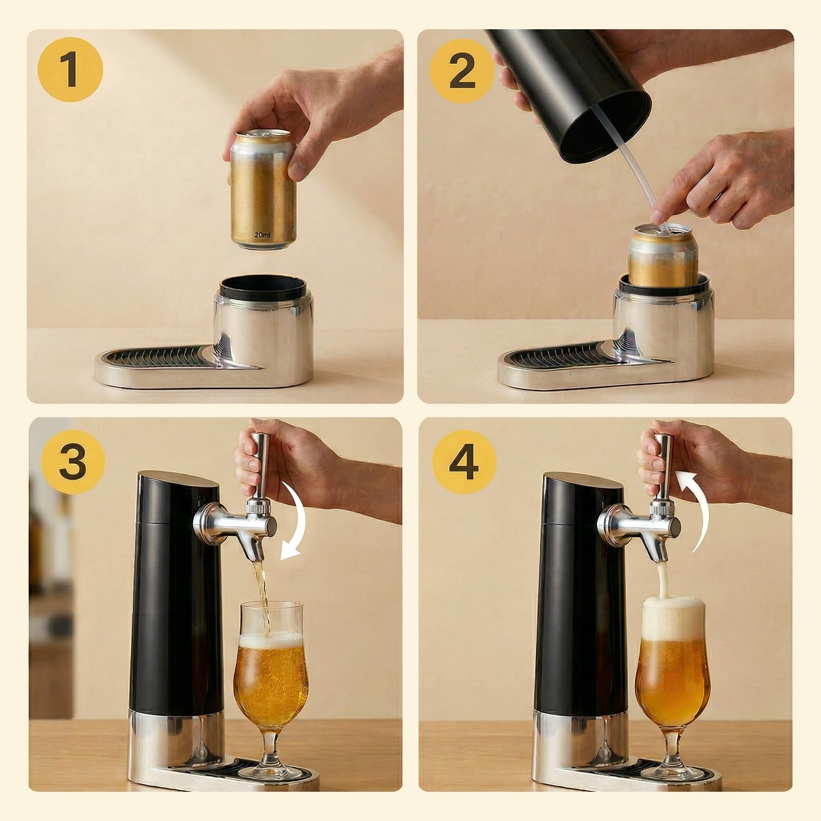 Dispensador de cerveza, doble potencia, ultrasónico para latas y botellas, enchufe o funciona con pilas, crea una rica espuma cremosa, regalo ideal para los amantes de la cerveza
