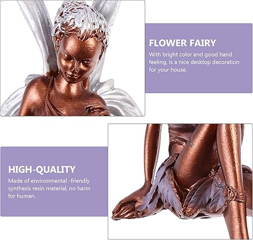 Miniatura 7 de VOSAREA Decoración de Navidad, decoración de Navidad, estatua de hada sentada, estatua de ángel, escultura en miniatura para micro paisaje, patio,
