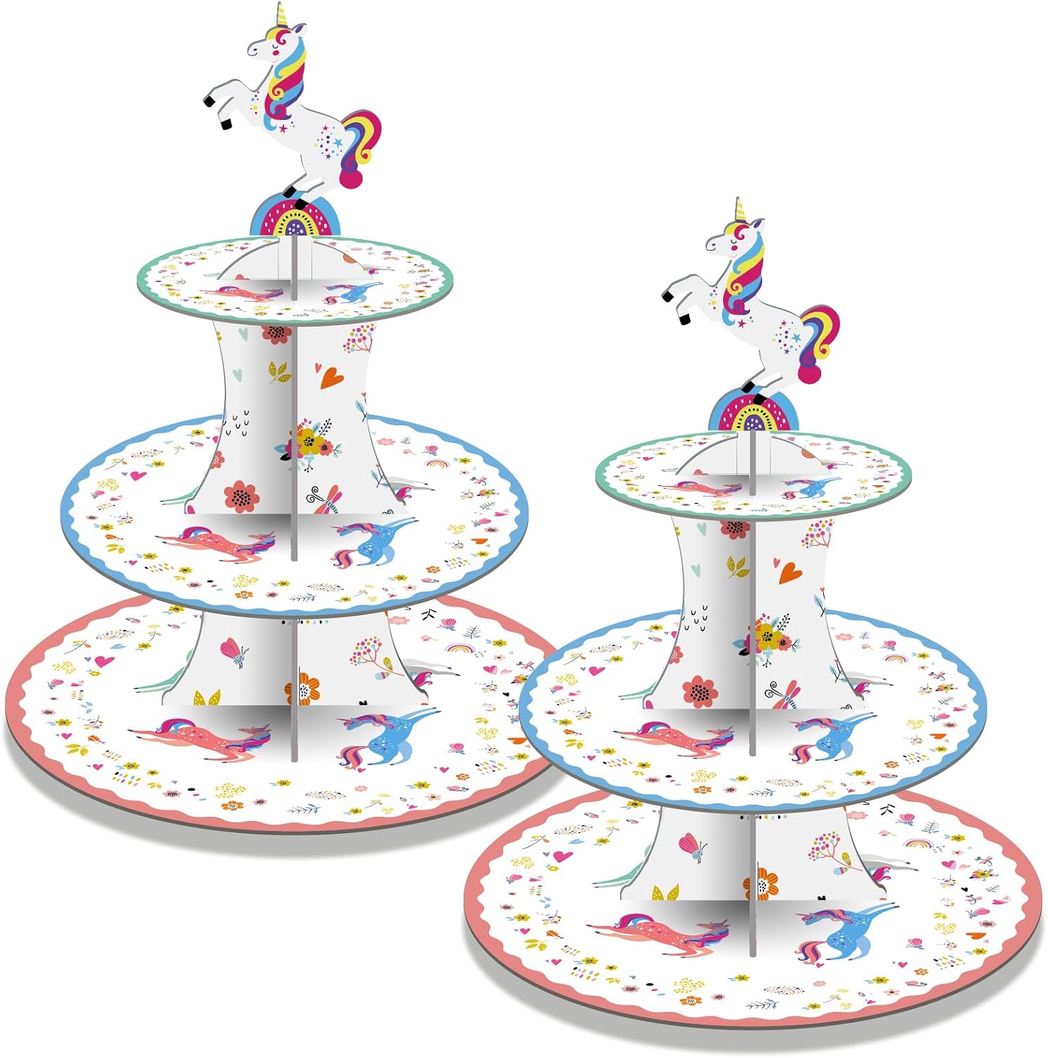 Unicorn Cake Stand | 3 Tier Unicorn Party Decorations Cupcake Holder Dessert Display for Birthday Wedding Baby Shower Party Supplies, 18 x 13 Inches
