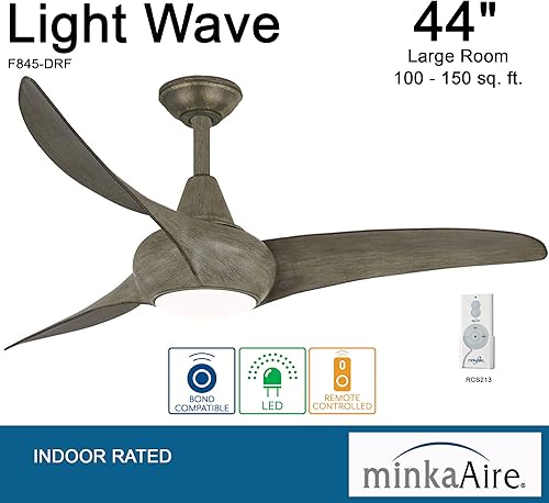 Miniatura 4 de MINKA-AIRE Ventilador de techo F845-DRF Light Wave de 44" con luz LED y control remoto en acabado de madera flotante