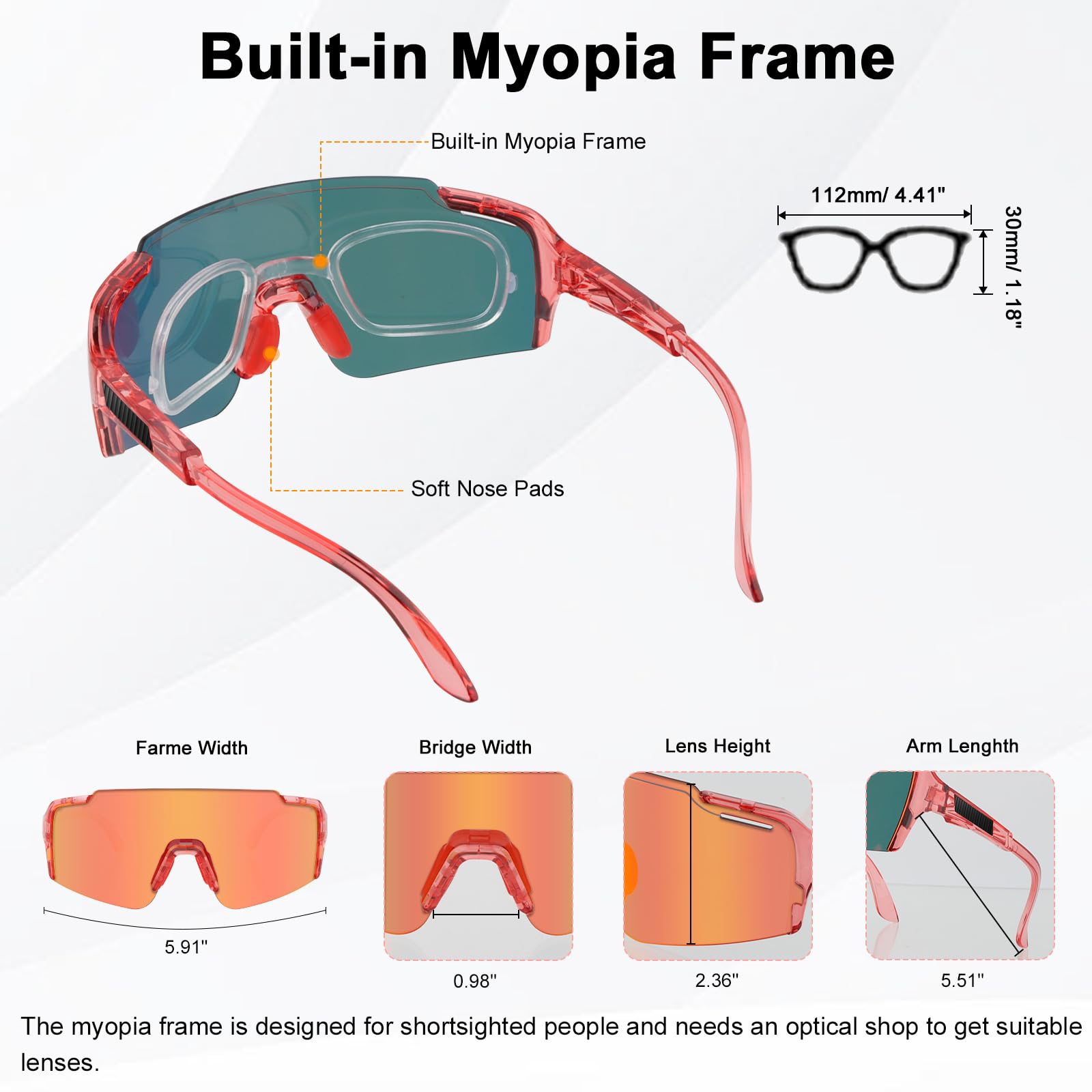 ToopMount Polarized Cycling Glasses, Sports Sunglasses with 2 Interchangeable Lenses - Image 2