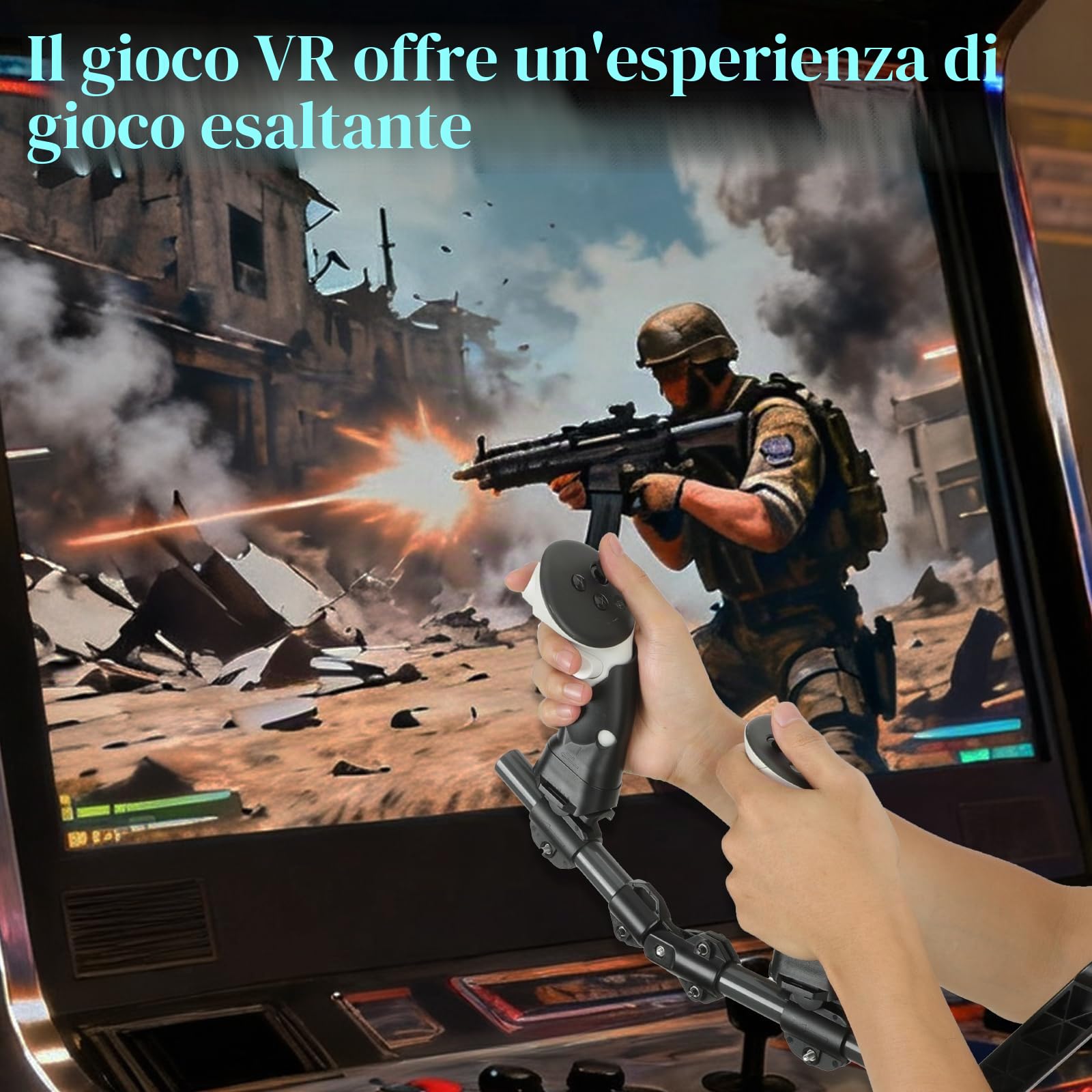 Gun Stock per MetaQuest 3, VR Gunstock Compatibile con Le impugnature del Controller VR Meta Quest3 per Migliorare la stabilità e Il Controllo Adattatore Magnetico per Fucile Stock