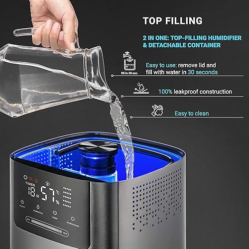 Miniatura 3 de Humidificador de niebla fría y niebla cálida para habitación grande, hogar, dormitorio, sala de estar, 4 L de gran capacidad, humidificadores