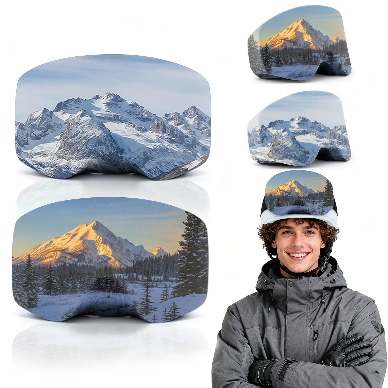 Skibrillenschutz Überzug, 2 Stück Skibrillen Schutz, Skibrille Schutzhülle, Schutzhülle Skibrille Anti-Kratzer & Anti-Staub, Ski Goggle Cover Verschleißfest als Brillenglasschutz für Skibrillens (B)
