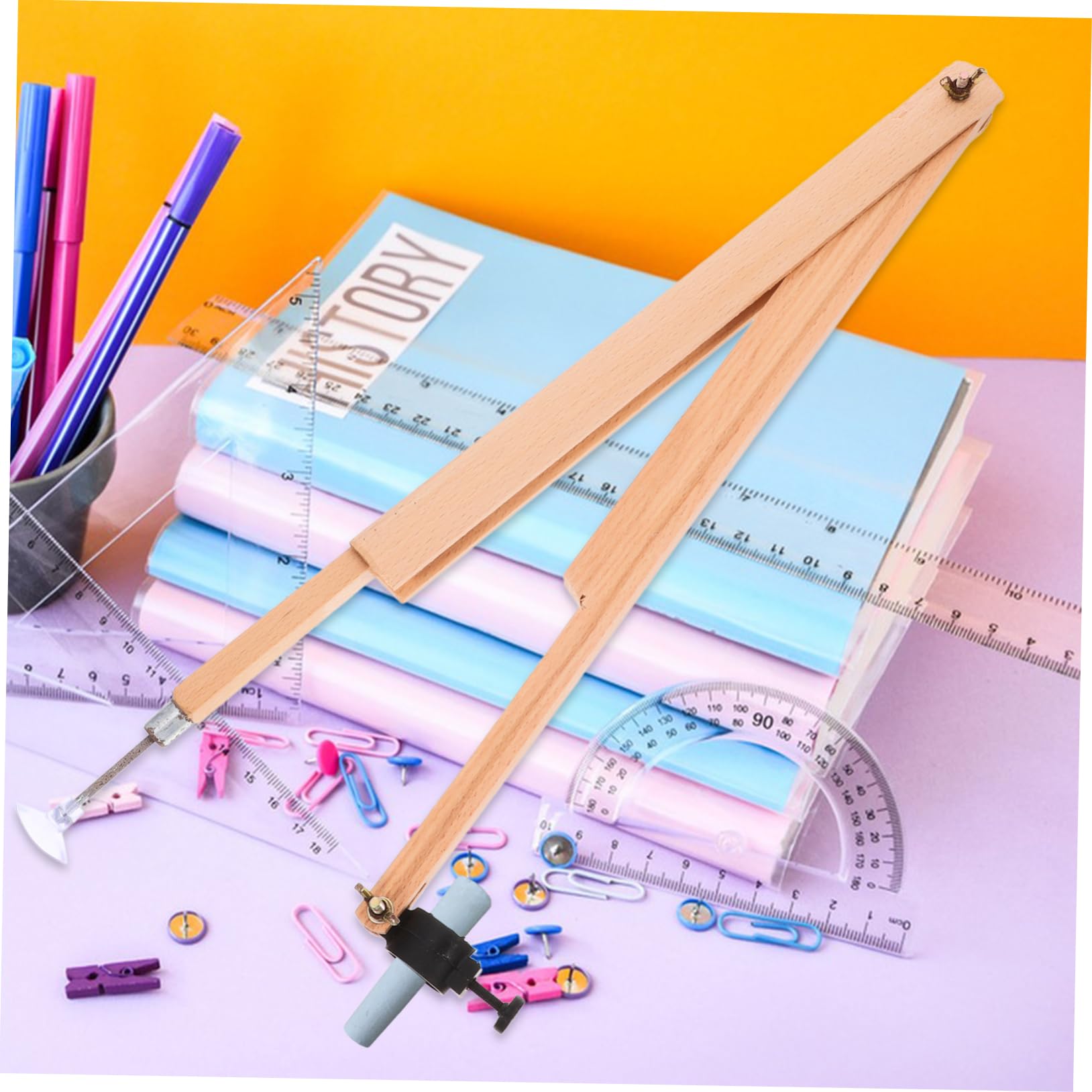 Gadpiparty 4 Teiliges Holz Anreißwerkzeug Zeichenzirkel Für Schüler Zeichenzirkel Großer Winkelmesser Mathematischer Zimmermannszirkel Für Die Holzbearbeitung Mathematikzirkel