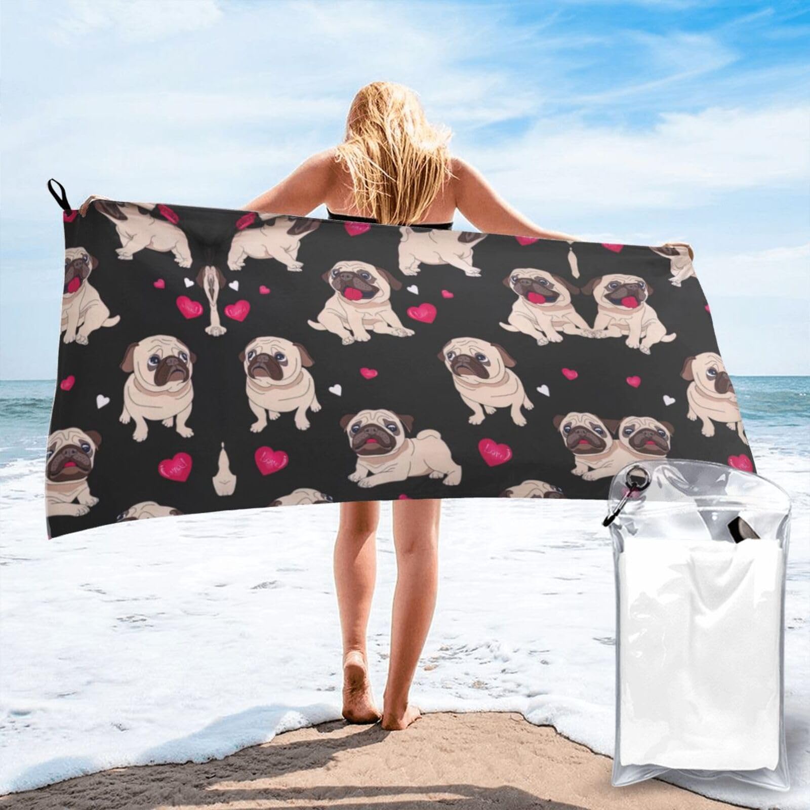 Toalla de baño de carlino grande y absorbente ideal para playa y camping
