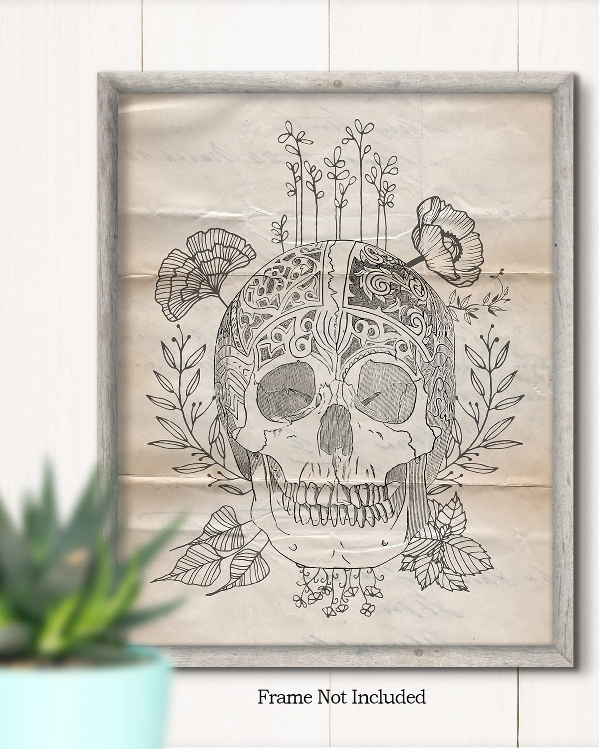 Amazon.com: Flower Skull Skeleton Wall Art - Skeleton Decor