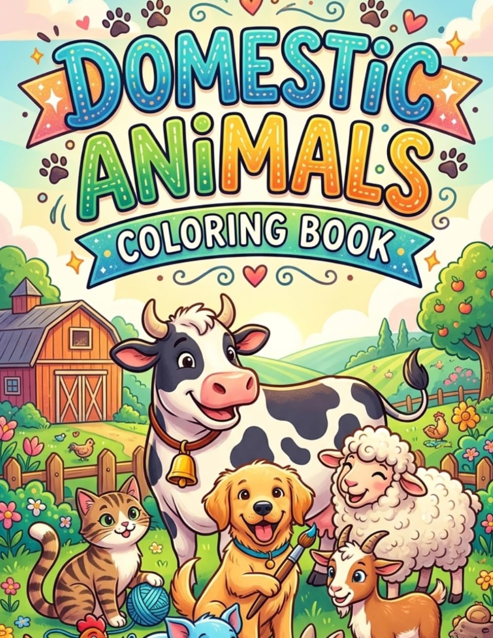 Happy Farm Animals Coloring Book Simple, Bold, and Fun Farm Animal Illustrations for Preschoolers and Young Kids Ages 6-10