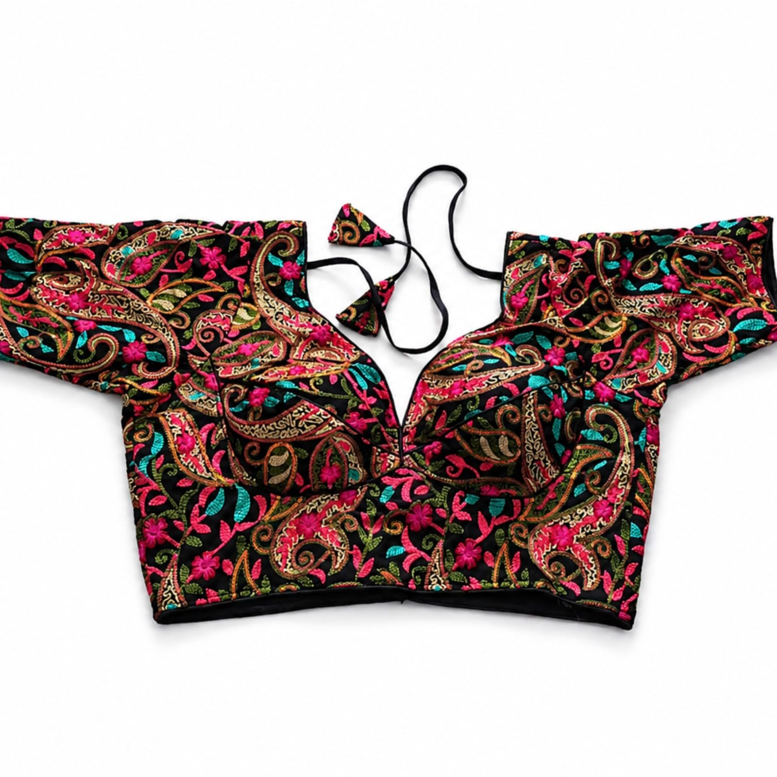 Elegant Floral Paisley Designer Blouse with Stylish Front Cut Design-image-18