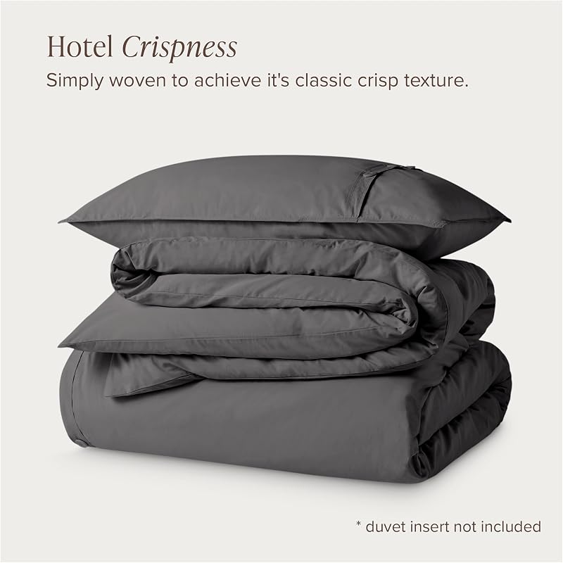 Bare Home 100% Organic Cotton Percale Duvet Cover Set (Twin/Twin XL, Grey) image 6