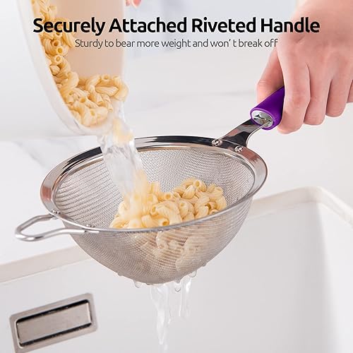 Miniatura 5 de Colador de Malla de Acero Inoxidable 188 U-Taste Colador de Cocina de Malla Fina de 5.5 Pulgadas Colador de Alimentos con Mango de Silicona