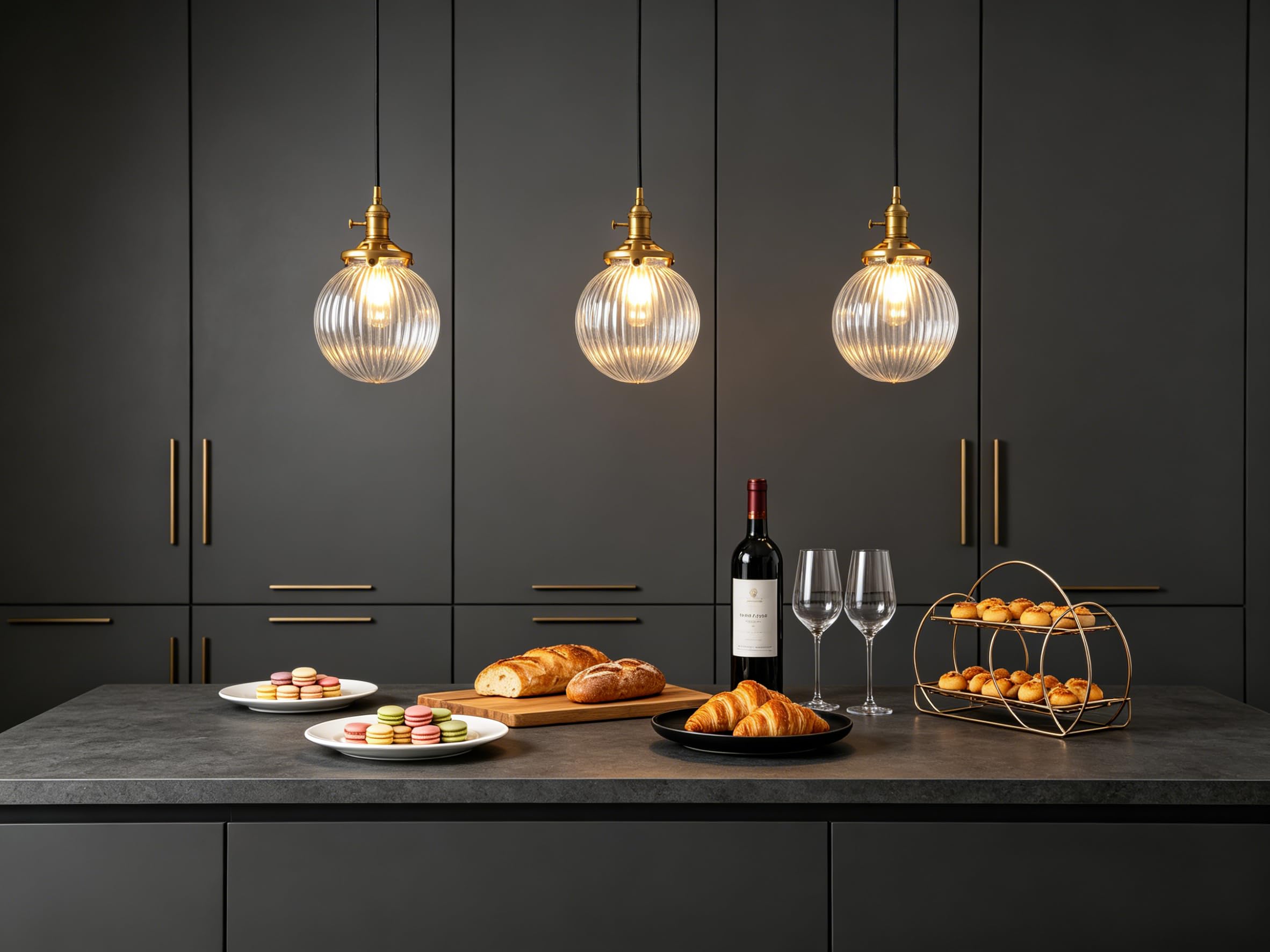 Yosoan Pendelleuchte geriffelte Klarglas Deckenleuchte Hängelampe Loft Kronleuchter Industrie Loft-Pendelleuchte Pendellampe Innenleuchte für Küche/Esszimmer/Schlafzimmer/Café/Bar/Club (antike Farbe)