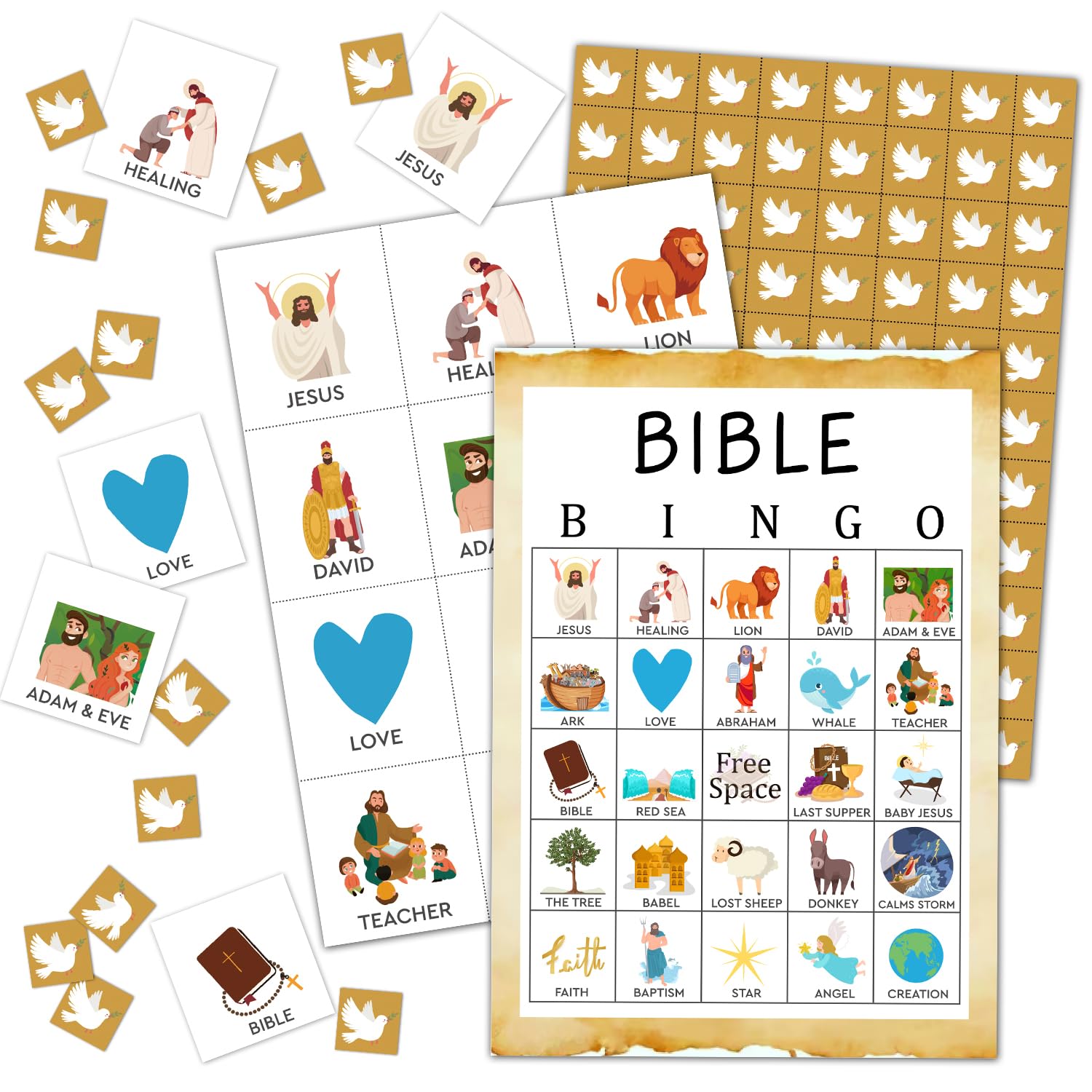 24 Players Birthday Bingo Cards Bible Bingo Fun Family Games Bingo Accessories Party Supplies Bible Games Party Bingo Game Multiplayer Games for