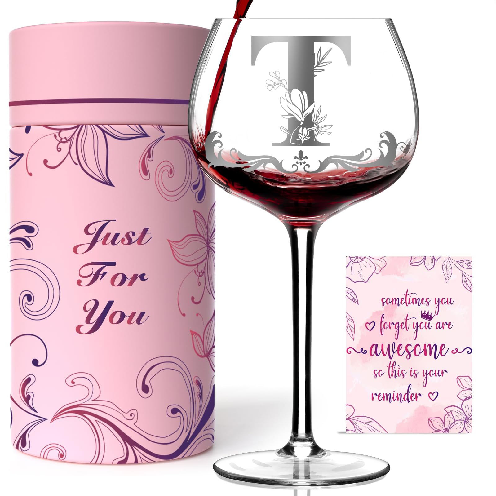 Verre à vin personnalisé lettre T pour ne plus tromper de verre en soirée