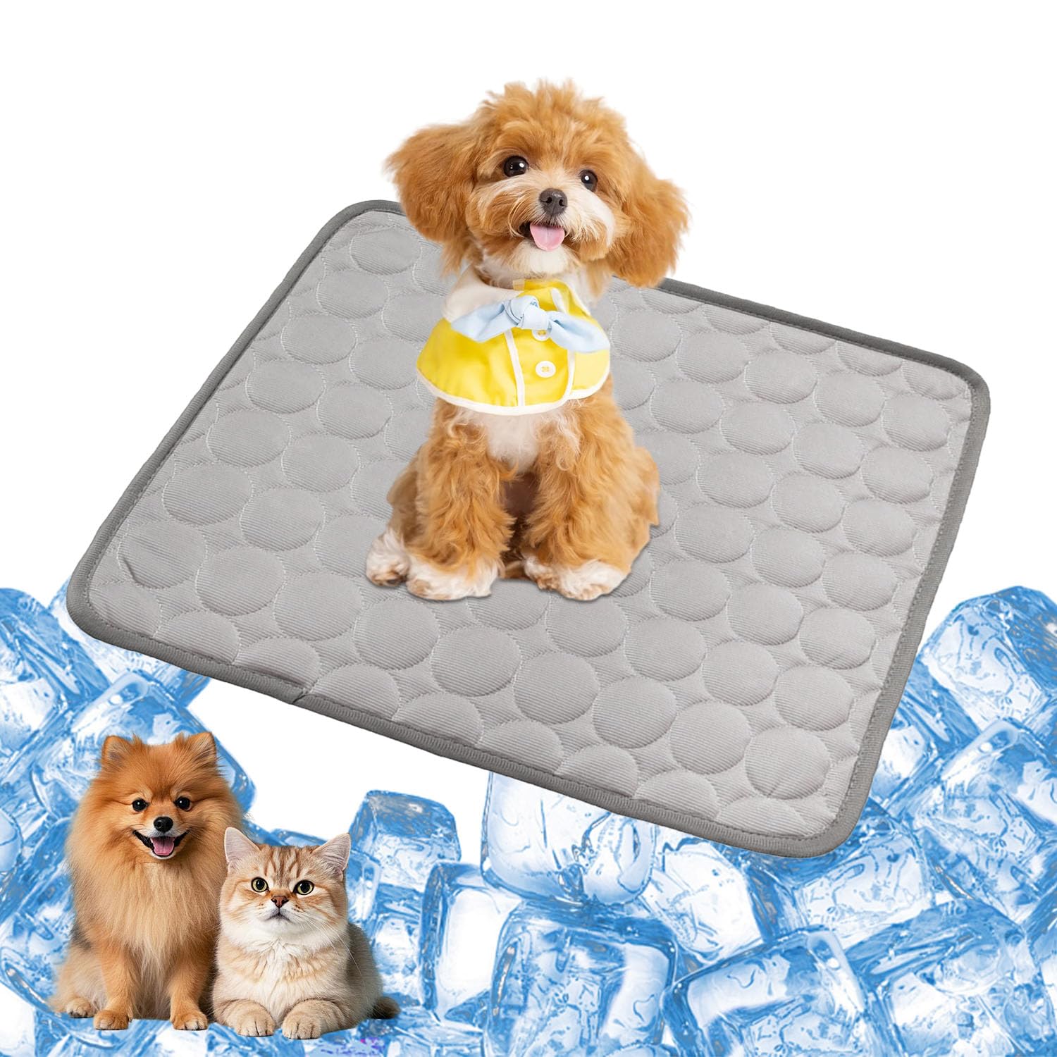 YXHZVON Pet Cooling Mat, 60 x 52 cm Pets for Summer, Waterproof Non-Slip for Summer Dogs, M, Grey