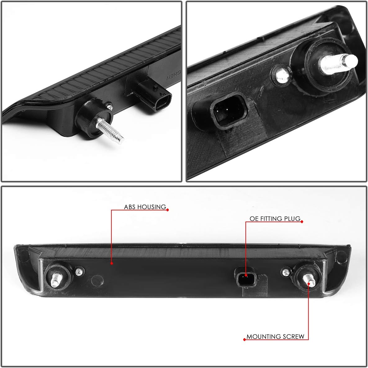 DNA MOTORING 3BL-NROG17-LED-SM Smoked Lens LED High Mount 3rd Third Brake Light [Compatible with 14-19 Nissan Rogue]