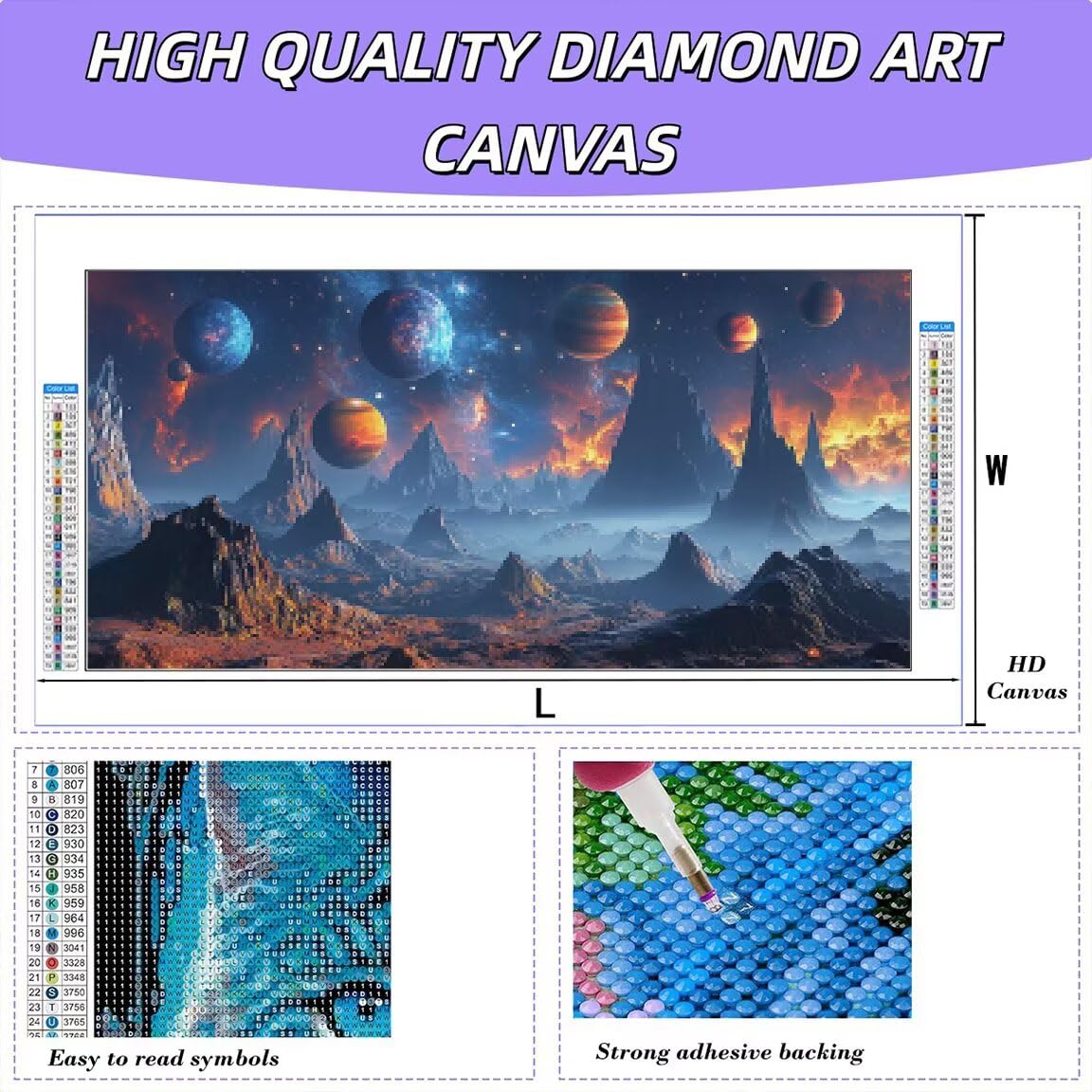 Diamond Painting Planet, Diamond Painting Erwachsene Groß 180x90cm -0386
