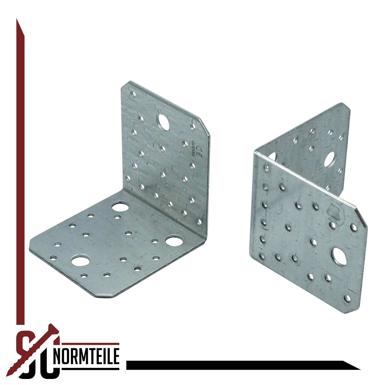 SC-Normteile | Winkelverbinder - 105 x 105 x 90 mm - 50 Stück - Feuerverzinkt - Lochwinkel ohne Sicke - Made in Germany