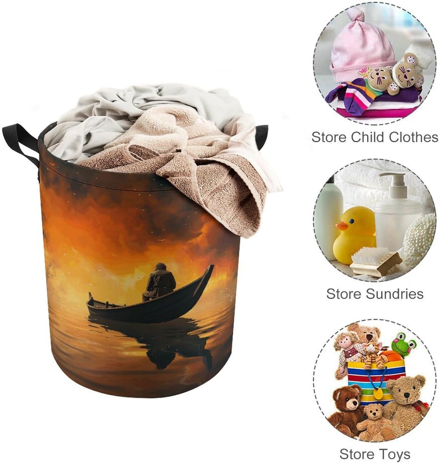 Man And Boat Laundry Basket Collapsible Clothes Hamper with Reinforced Handles Large Capacity Waterproof Laundry Bag Freestanding Laundry Hamper for Bedroom Bathroom