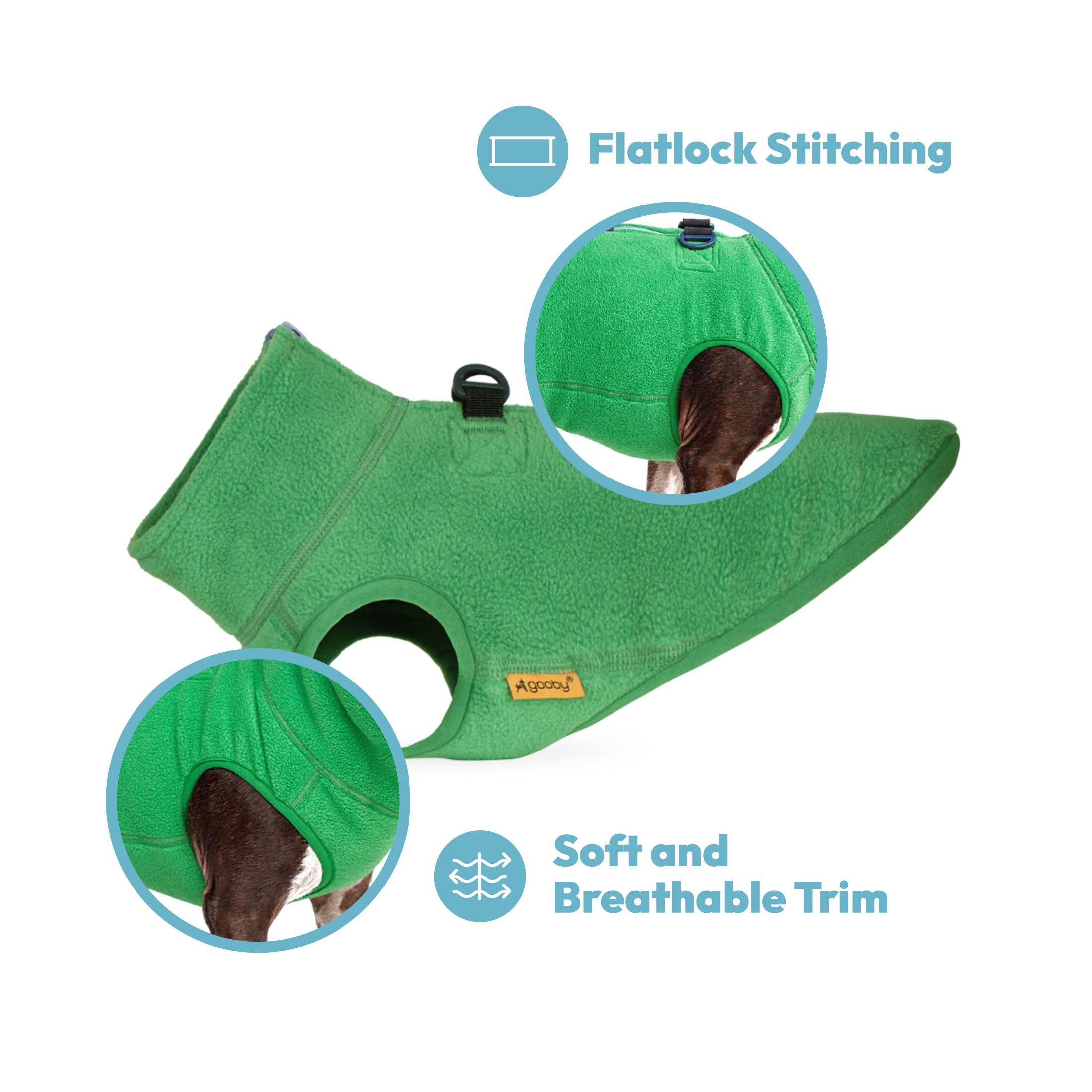Gooby Chandail en Polaire avec Demi-Fermeture éclair pour Chien, Veste Douce et Chaude avec Laisse Double Anneau en D, Pull d'hiver pour Chiens de Petite et Moyenne Taille, Sable, Taille M