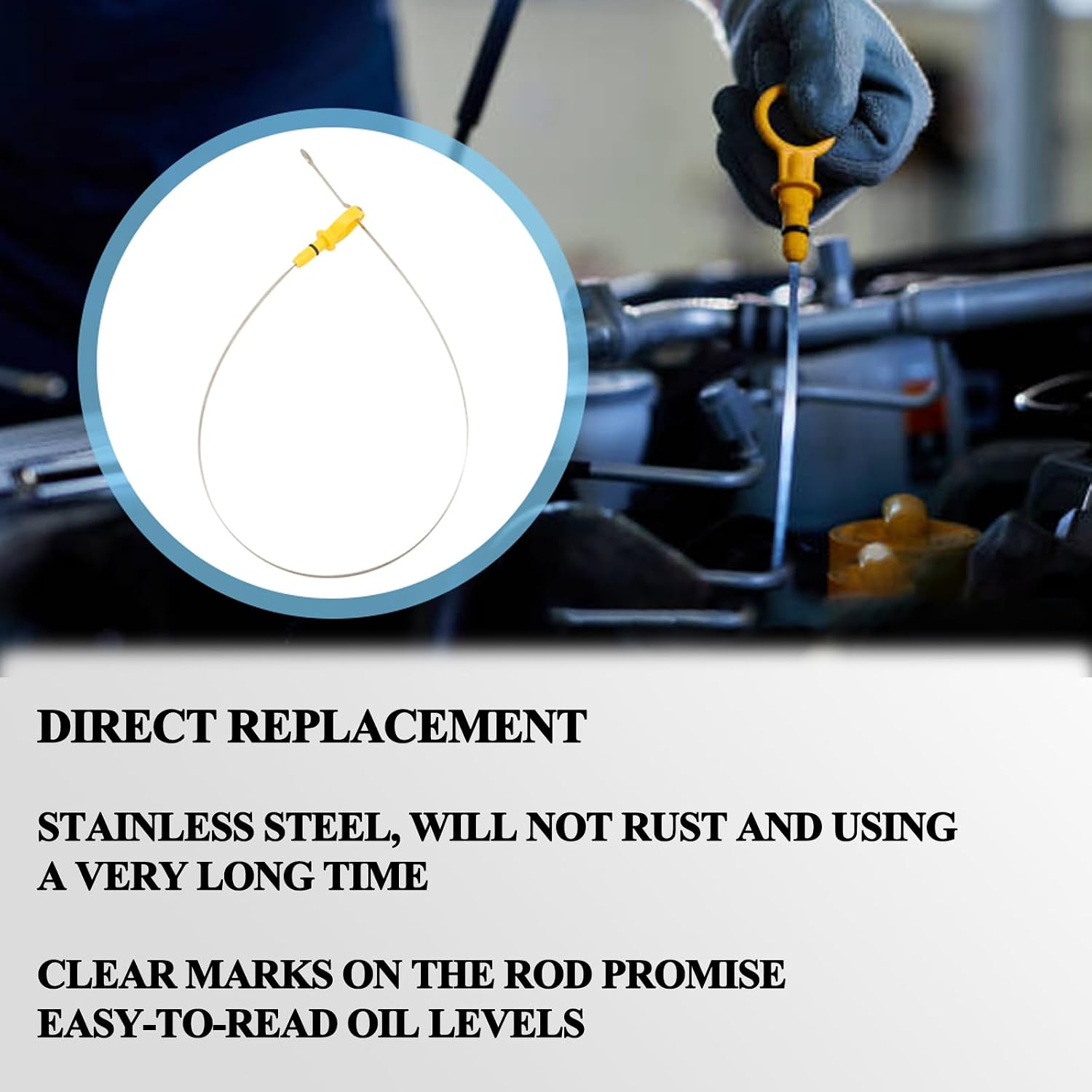 Engine Oil Level Dipstick Indicator Compatible for 2005-2008 Chrysler 300 Dodge Charger Magnum with 5.7L Hemi Replace Rear Wheel Drive RWD Oil Trans Level Dipstick 917-324 4792872AC