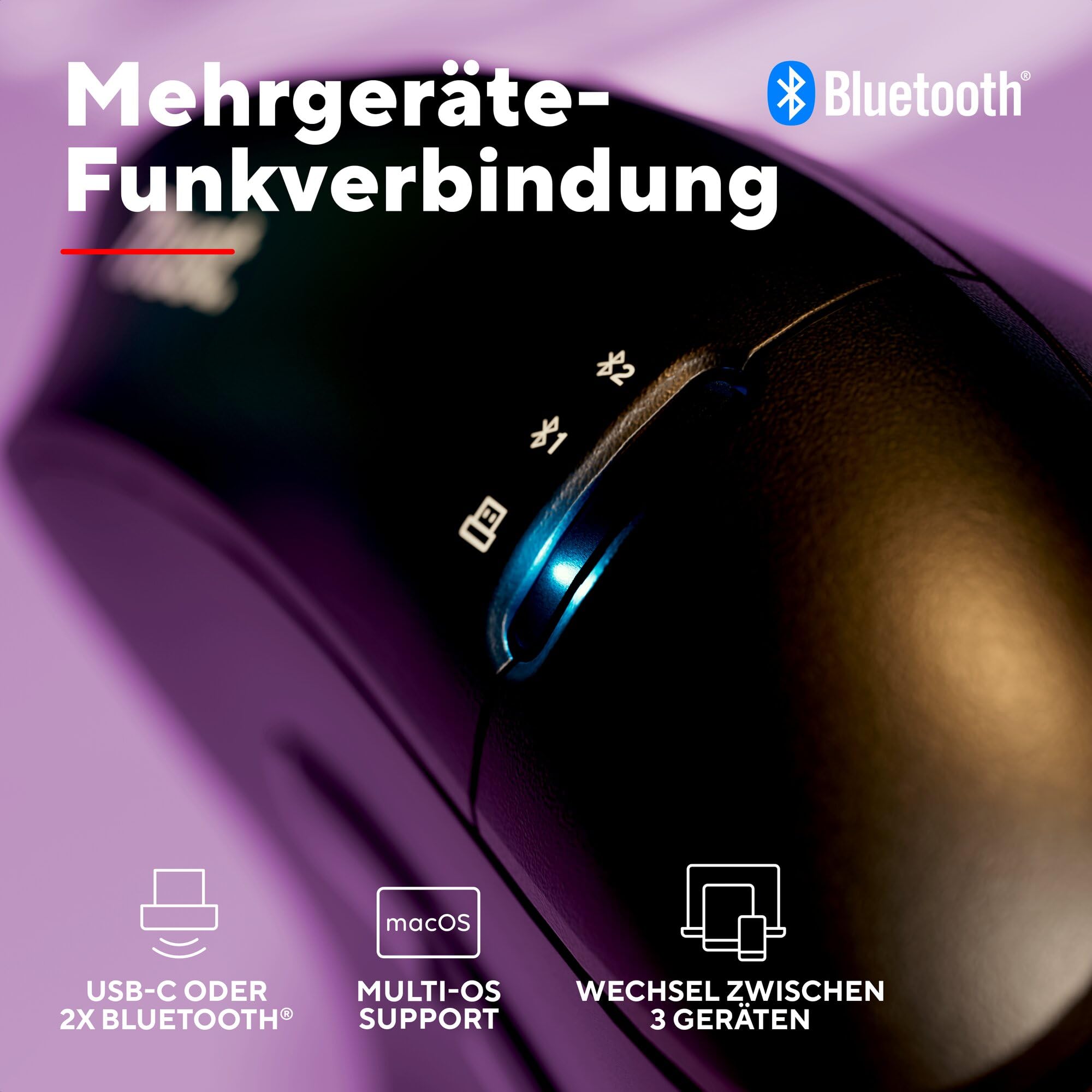 Trust Vyran Kabellose Ergonomische Maus Ultraschnelles Scrollrad, Schwarz | Horizontales Scrollen, Bluetooth + 2.4GHz, Leise Tasten, 85% Recyclingkunststoff, Mehrgeräte Vertikale Funkmaus