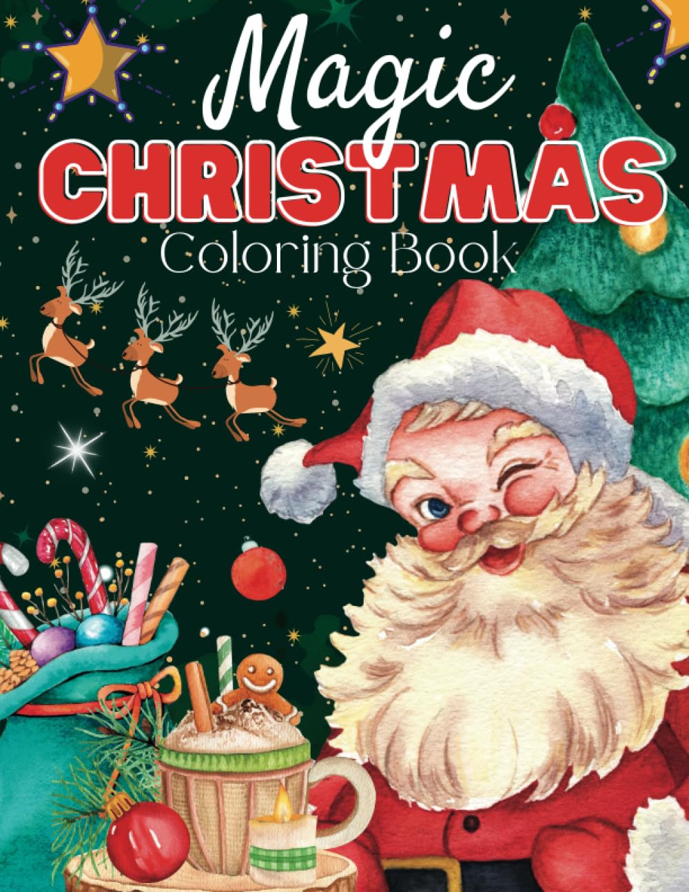 Christmas Coloring Book Large Print: Large Print Christmas Coloring Book For Adults Featuring Relaxing Winter Scenes, Beautiful Reindeer, Penguins, Santa Claus, Snowman, Stockings
