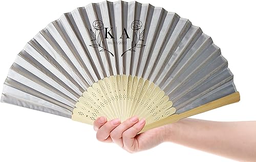 Miniatura 9 de DFDG Fans personalizados a granel para fanáticos de la seda personalizados, suministros para bodas, despedidas de soltero, regalos de invitados,
