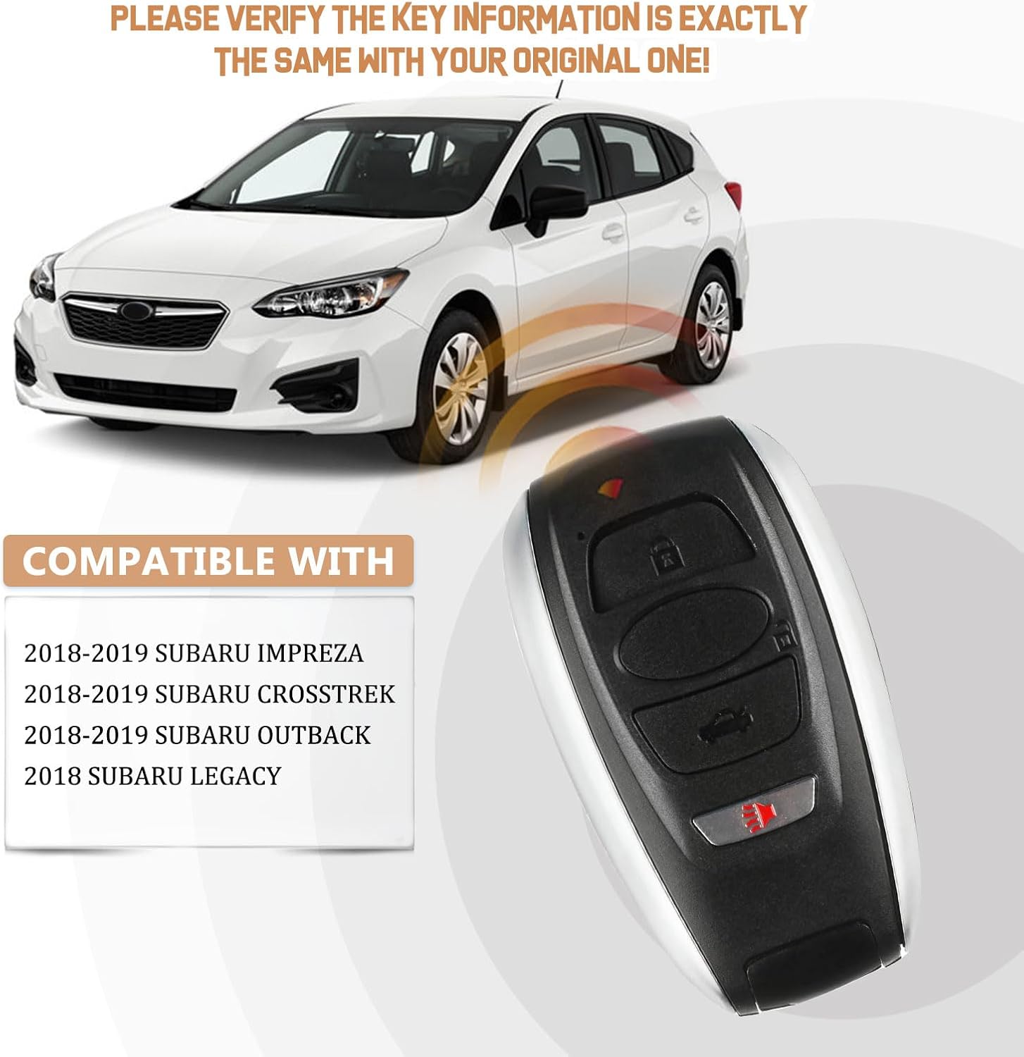 Smart Keyless Entry Remote Car Key Replacement for Subaru Forester/Outback/Impreza/with FCC: HYQ14AHK and 7000 Board (HYQ14AHK/7000 Board Remote Only)
