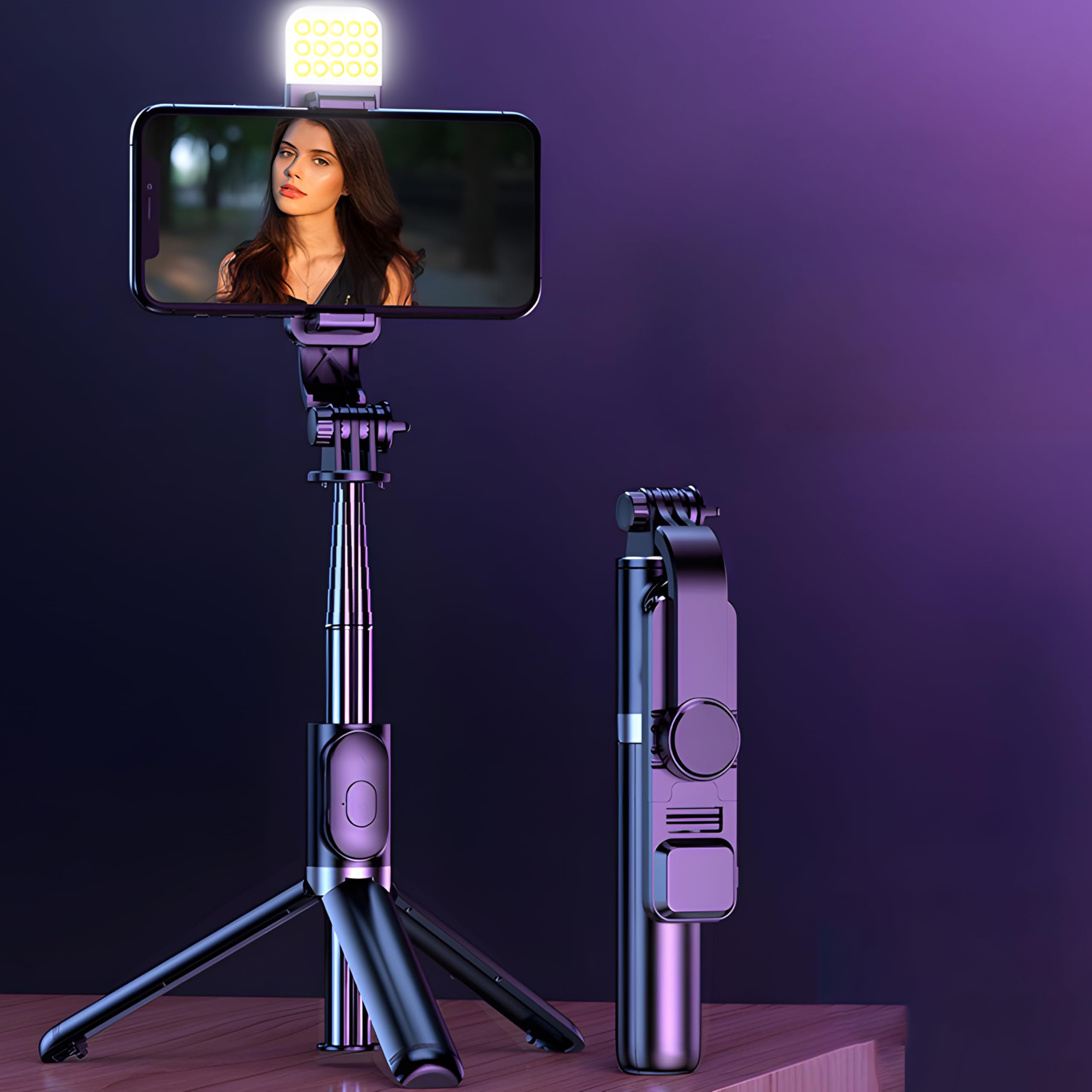Retoo Selfie Stick Bluetooth Statyw Wysuwany Do 104 cm Telefon komórkowy Obrotowy 360° Stojak Bezprzewodowy Pilot Zdalnego Sterowania Smartfony