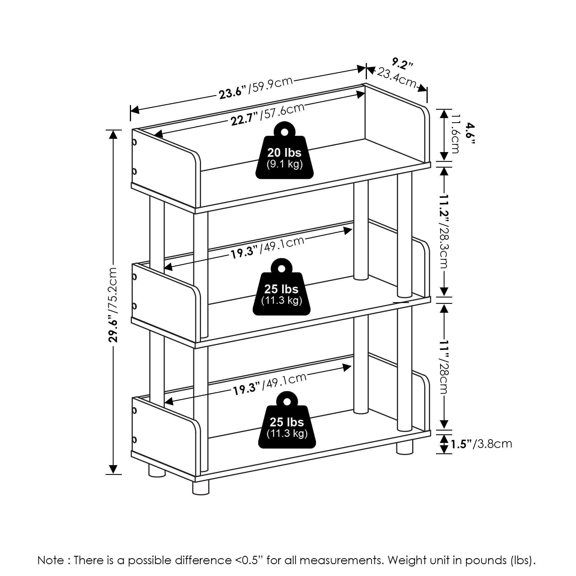 Scaffale Furinno Turn-N-Tube Salvaspazio, Design Slim, Bianco - Per Angoli Stretti - Foto 10