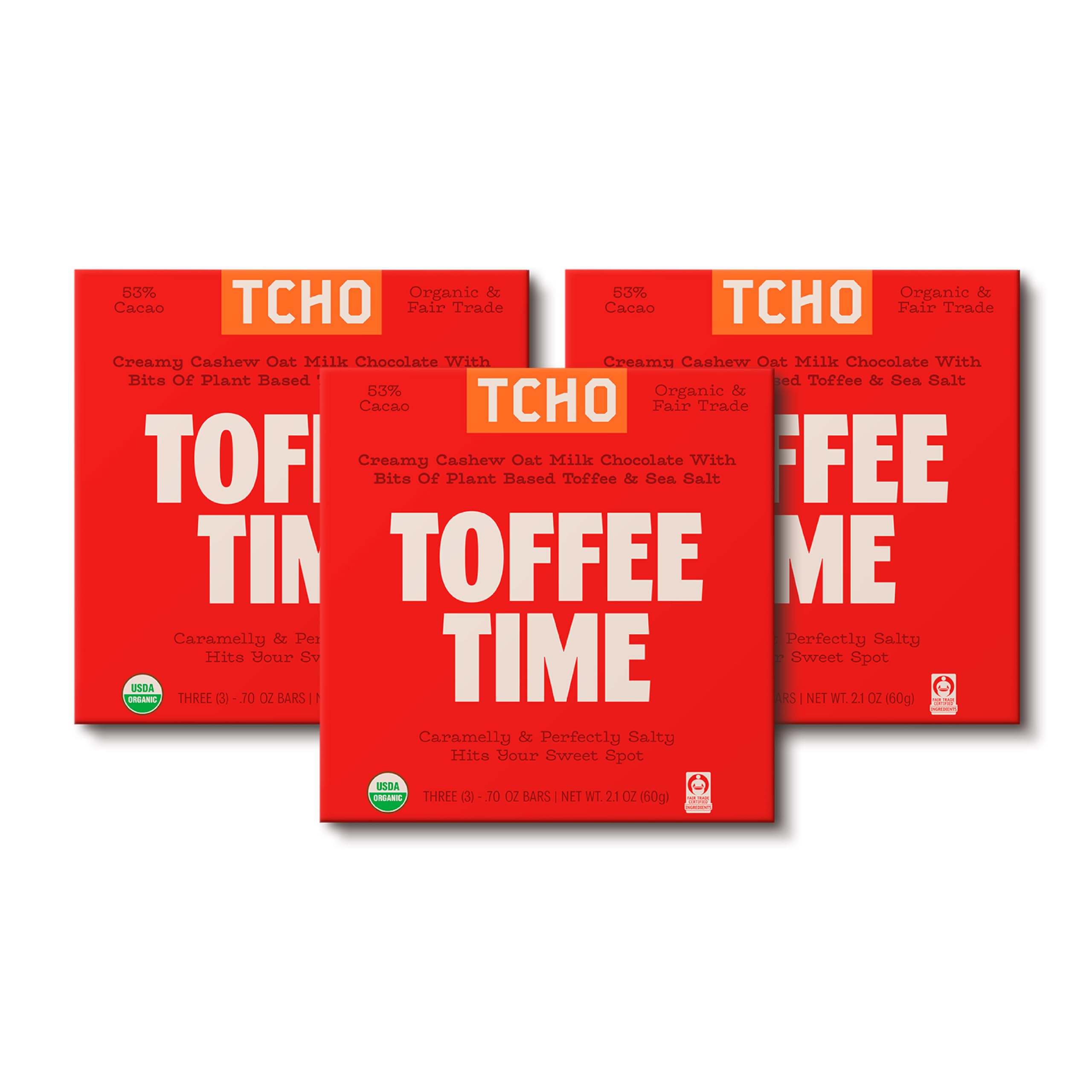 Amazon.com : TCHO Toffee Time 53% Oat-Milk Chocolate Bars (3 pack
