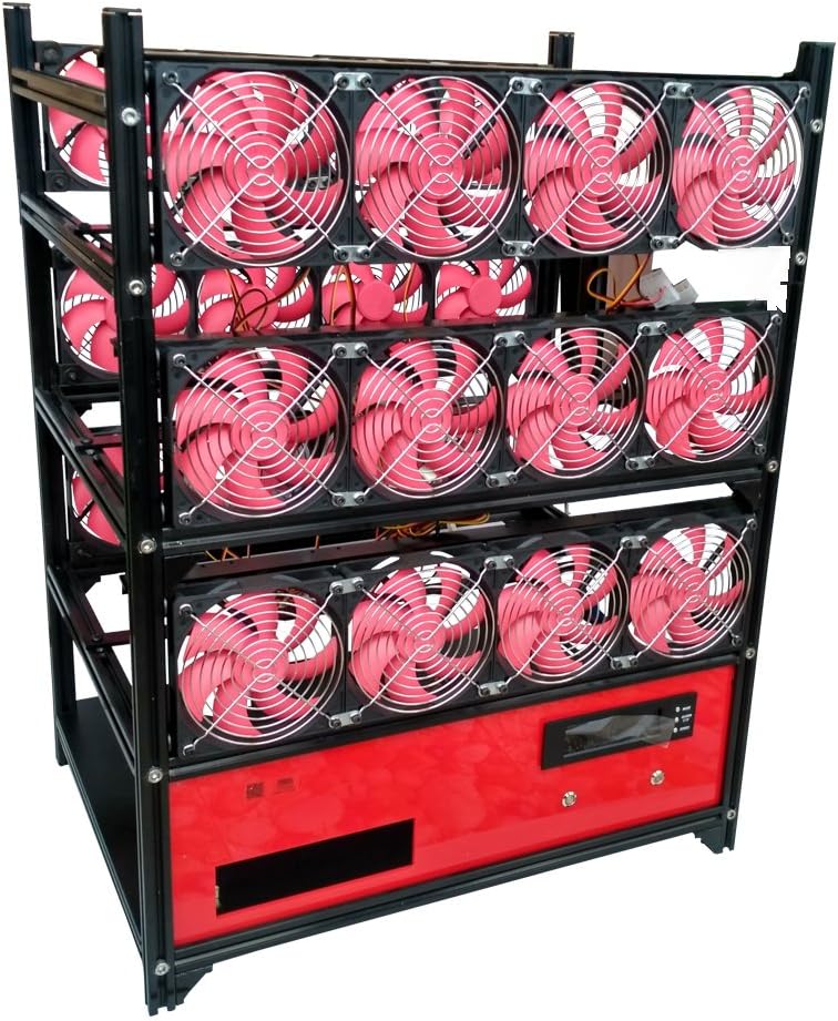 18 GPU Open Air Frame Mining Miner Rig Case for ETH BTC LTC Crypto Coin  24 Fan