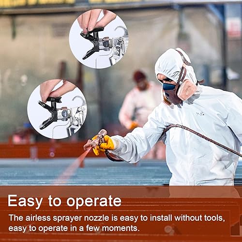 Miniatura 7 de Puntas de pulverizador sin aire, boquillas reversibles de pintura sin aire, 6 piezas con 5 filtros / 2 asientos de boquilla para piezas de máquina