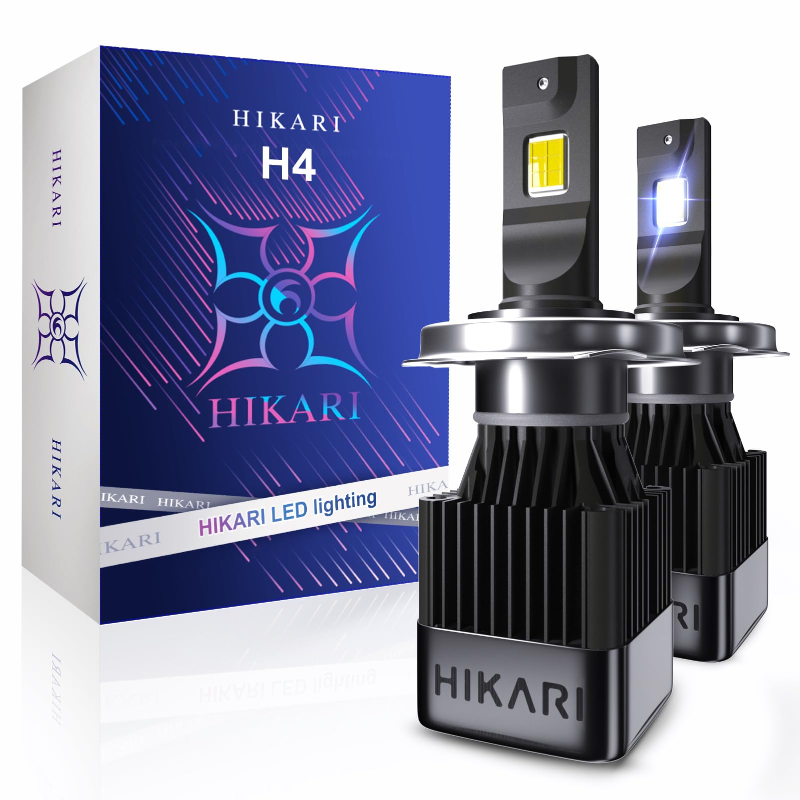 HIKARI 2022 HyperStar H4/9003 20000LM Wireless LED Bulbs, Dual Beam, 32W Acme-X Fog Light LED Equivalent to 150W Ordinary LED, Wider Driving Vision, HB2 Halogen Upgrade Replacement, 6000K White IP68
