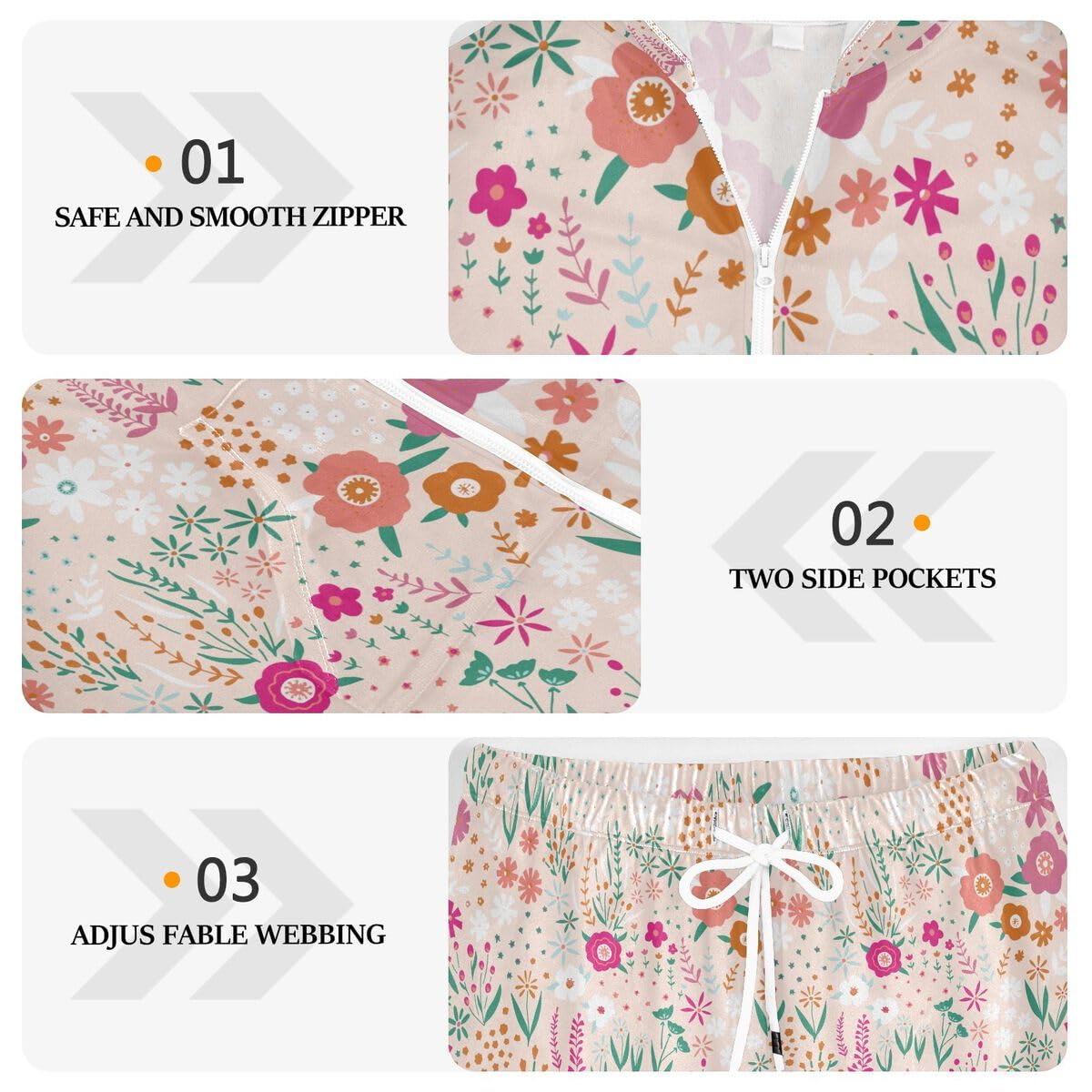 Conjunto deportivo de 2 piezas para mujer, diseño floral abstracto de flores, manga larga, conjunto deportivo de primavera Leavevs