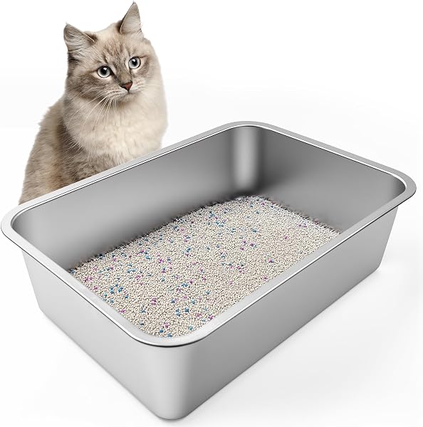 LZONEY Stainless Steel Cat Litter Box
