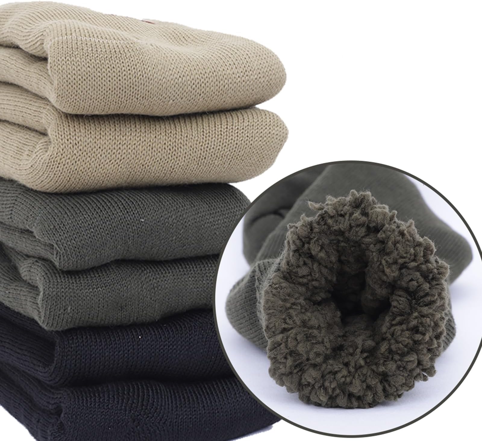 Men's Warm Woollen Calf Length Socks, Thermal Socks without thumb for Boys, Cozy Knitted Thick Winter Socks, Stretchy Elastic Socks Multicolor, One Size Pack of 3