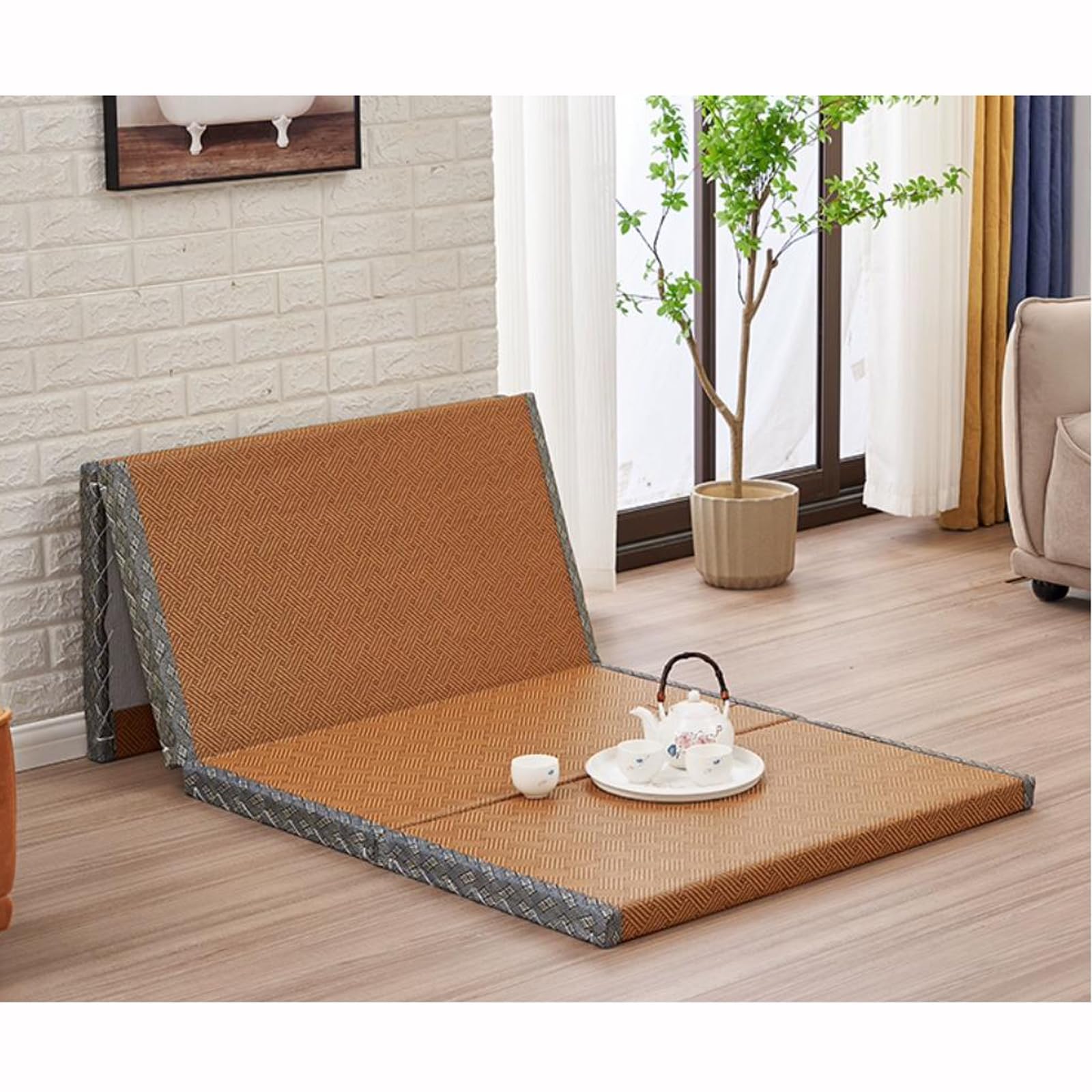 Materasso futon pieghevole portatile, comodo tappetino da yoga e meditazione per rilassarsi, viaggi e stanze zen, soluzione ideale per sedersi e dormire per casa e all'aperto
