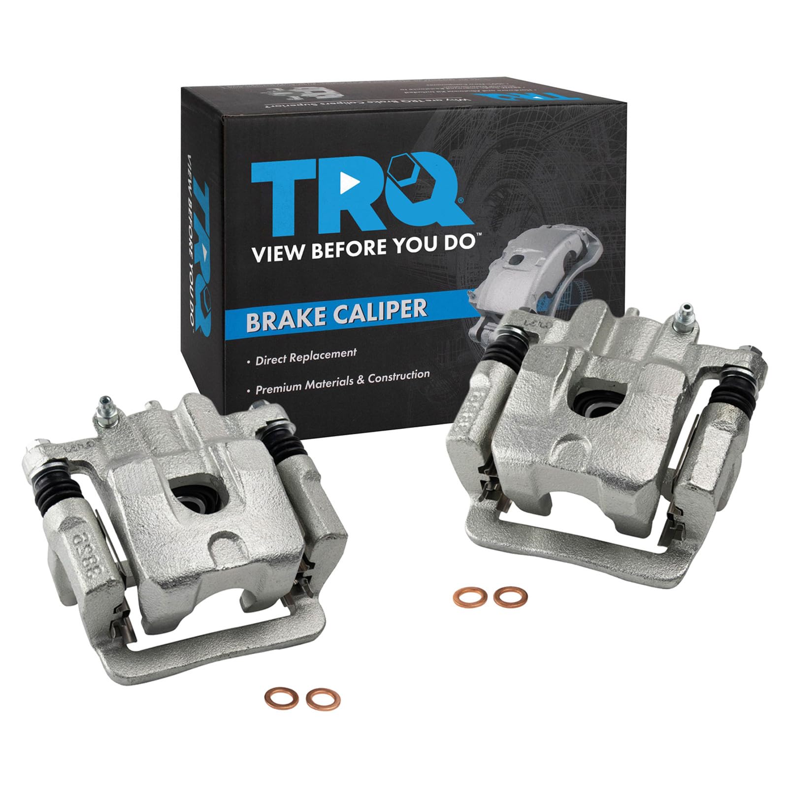 TRQ Rear Driver and Passenger Side Brake Caliper Set Caliper Brackets Hardware Compatible with 01-06 Acura MDX 03-08 Honda Pilot