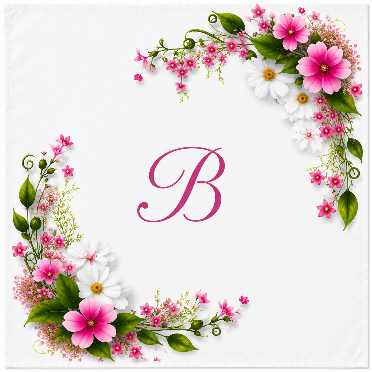 Personalised White Handkerchief with Floral Initial Design-image-13