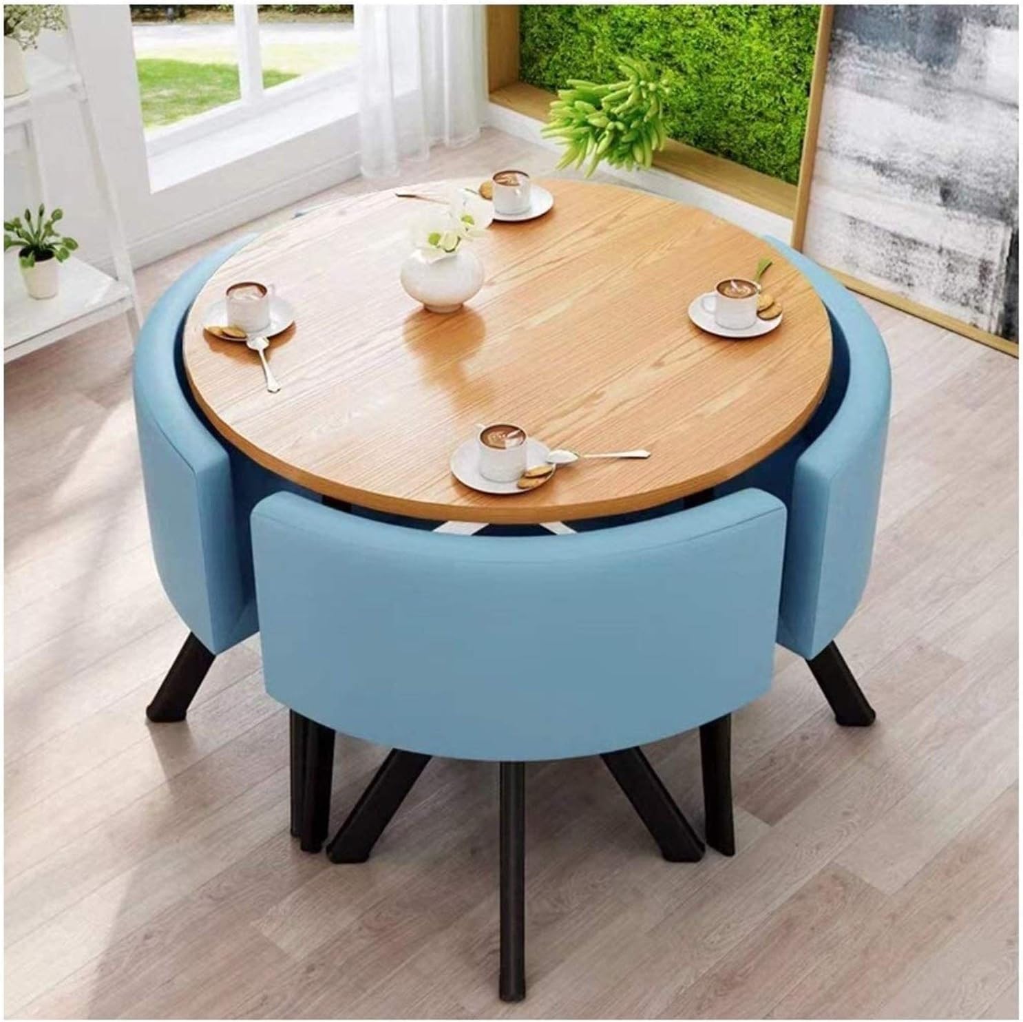 Simple Modern Table and Chair Set Office Business Meeting Negotiating Table and Chair Combination Cafe Milk Tea Shop Bakery Shop (Color : Red+Black) (Black Style One)
