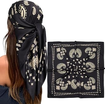 CHLINS 35 Square Silk Scarf for Women Satin Head Scarf Hair Bandanas Neck Scarf Hair Wrap for Handbags Accessories