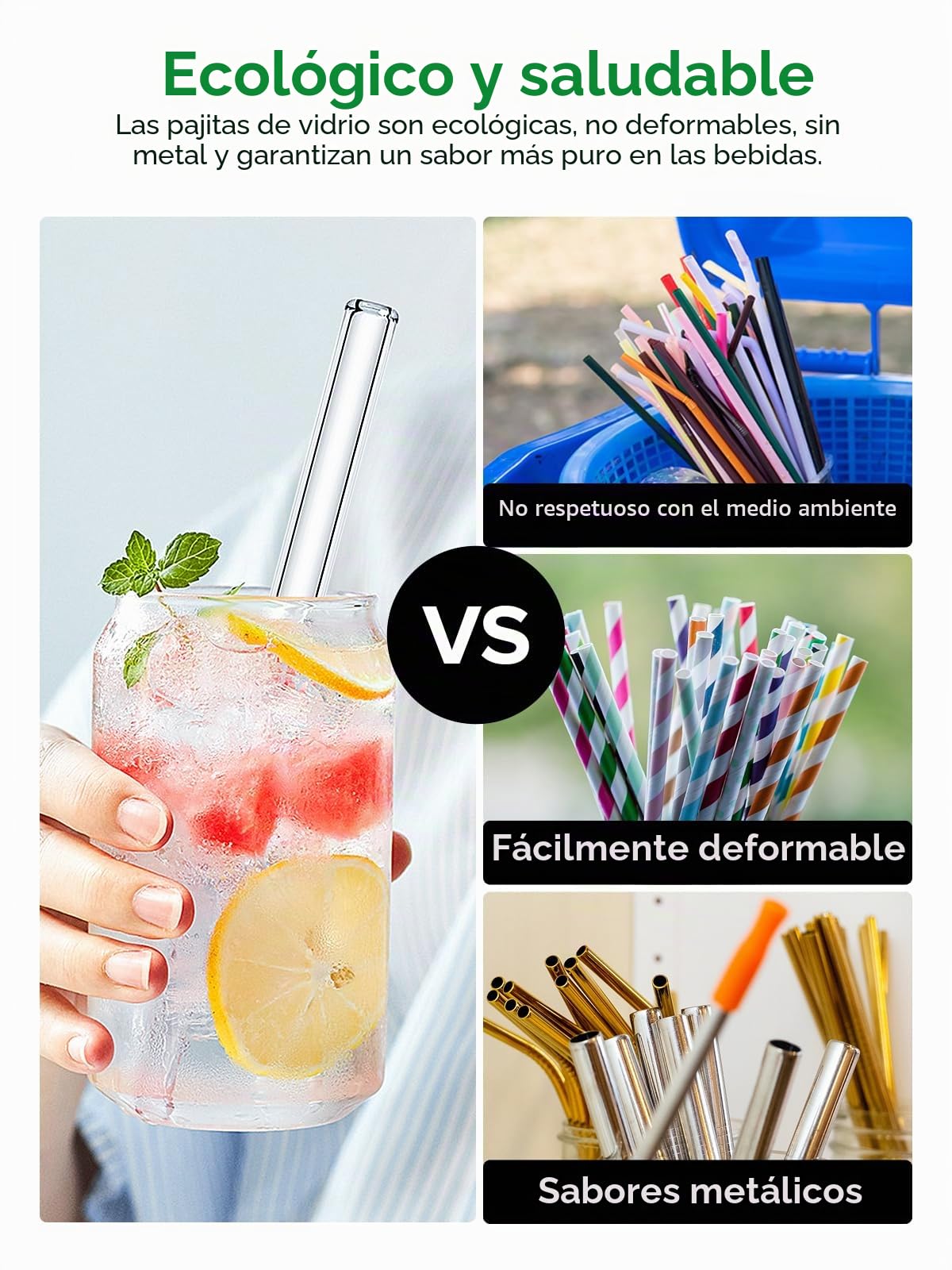 Realure 4 Pcs Pajitas Bubble Tea, 14mm Extra Ancha de Cristal Reutilizables, Transparentes de Vetro Rectas 215mm Con Cepillitos, Para Bubble Tea, Cócteles, Batidos, Jugo