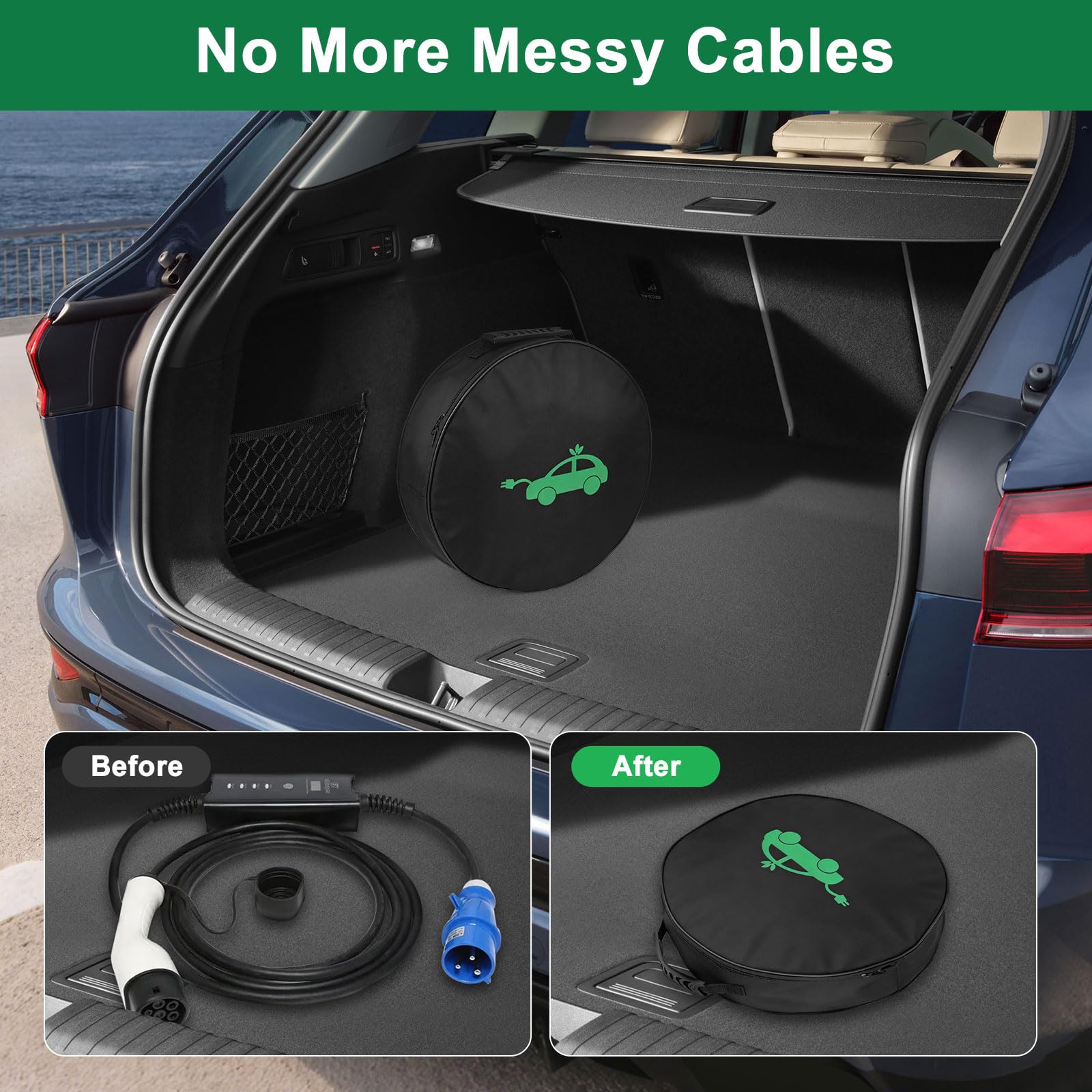 Linkstyle Sac à Câbles pour Voiture Électrique 40×13,5 cm Imperméable pour Câbles de Charge EV