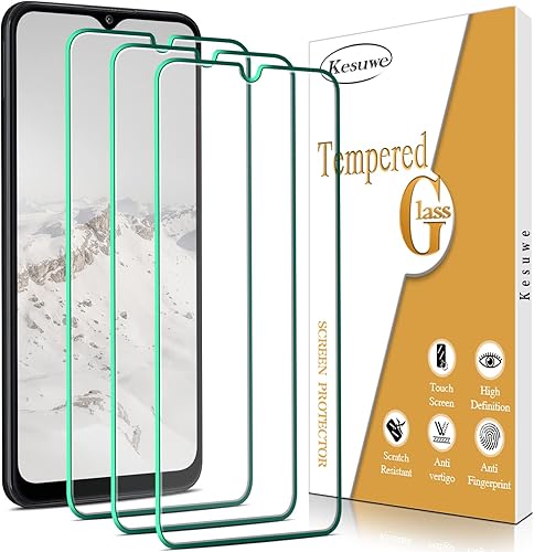 Kesuwe Paquete de 3 protectores de pantalla para Samsung Galaxy A32 5G, vidrio templado, dureza 9H, antiarañazos, ultra resistente, sin burbujas,