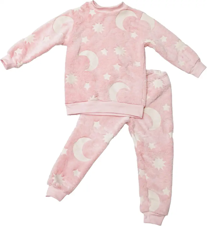 Conjunto Fleece menina, manga longa, Pijama roupa infantil, brilha no escuro, TAM. 02