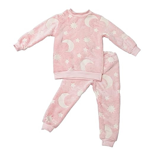 Conjunto Fleece menina, manga longa, Pijama roupa infantil, brilha no escuro, TAM. 02