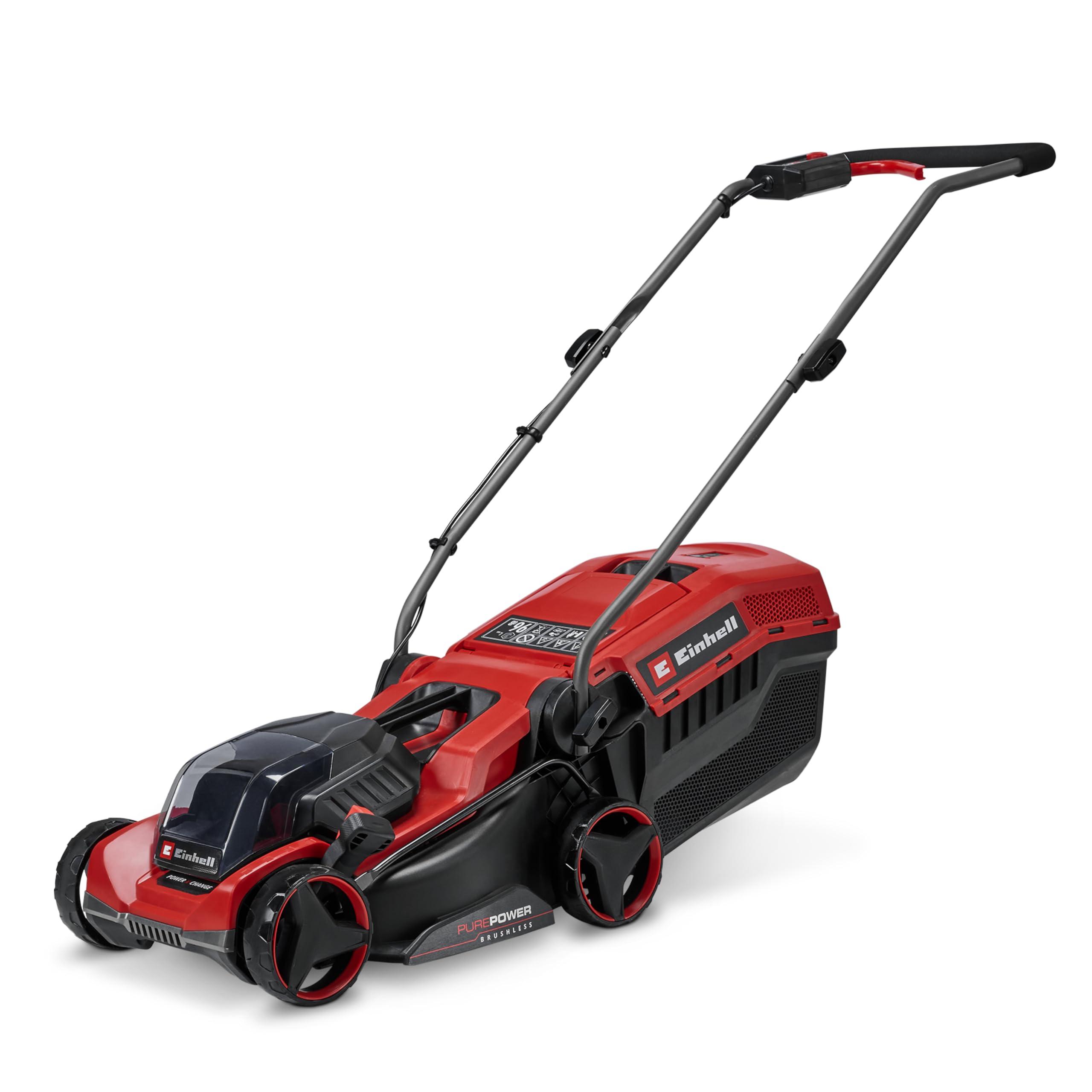Einhell cortacésped con batería GE-CM 18/32 C Li BL-Solo Power X-Change (18 V, 32 cm de Ancho de Corte, hasta 270 m2, brushless, Cesta 27 l, Corte Cerca del Borde, sin batería)