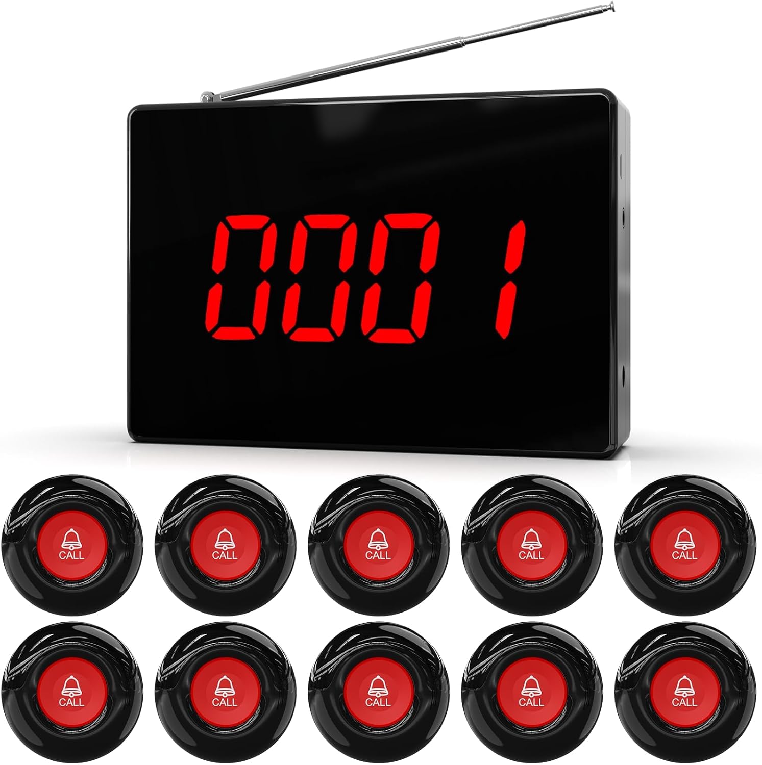 CallToU Pulsante di chiamata e pulsante di chiamata per pazienti con 10 tasti di chiamata impermeabili per il personale infermieristico e 1 ricevitore display per stazioni infermiere in cliniche